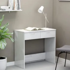 vidaXL Desk High Gloss White 80x40x75 cm Engineered Wood