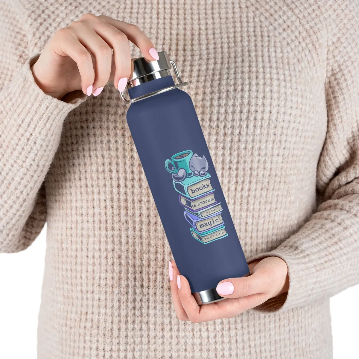 Water Bottle: Books Are Magical - Skoshie the Cat (22 oz)
