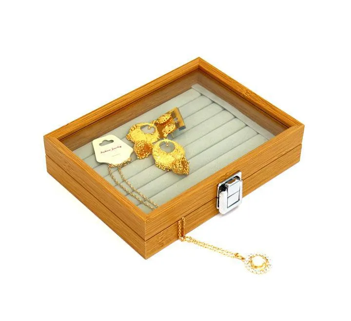 Wooden Glass Jewelry Box