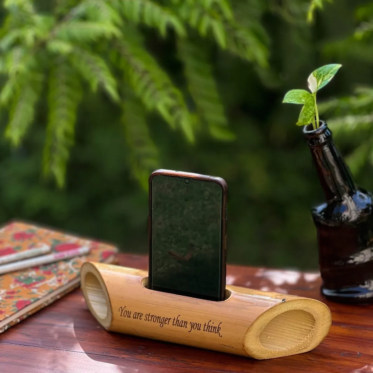 You are Stronger Than You Think Bamboobeat Natural Speaker - Portable Mobile Holder